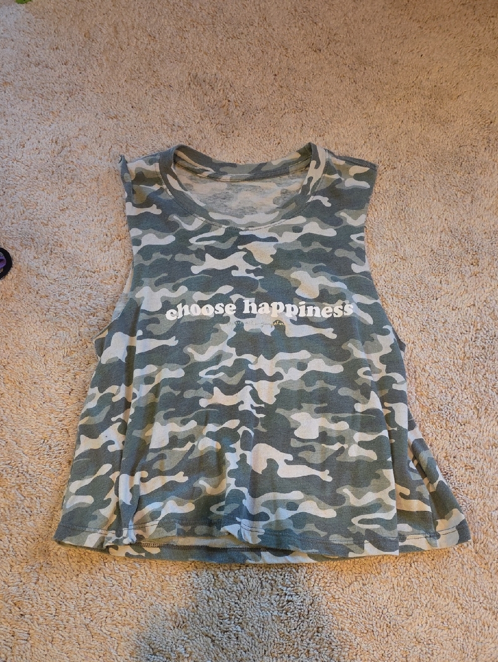 Spiritual Gangster Camo Sleeveless Tank with "choose happiness" Graphic